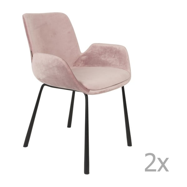 2 rozā krēslu komplekts ar roku balstiem Zuiver Brit