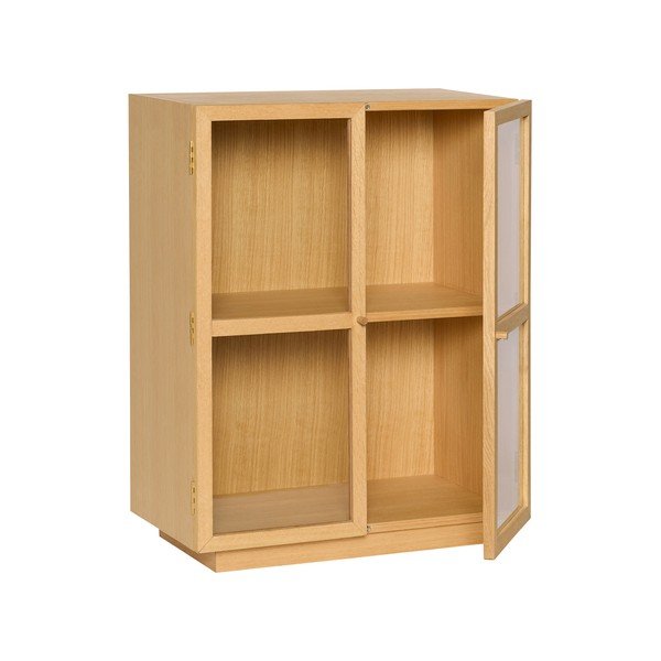 Dabīga toņa piekarināma vitrīna ar ozolkoka imitāciju 70x90x39 cm Mae – Hübsch-image-4