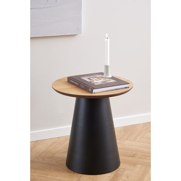 Melns/dabīga toņa apaļš žurnālgaldiņš ar ozolkoka imitācijas galda virsmu ø 45 cm Soli – Actona-image-2