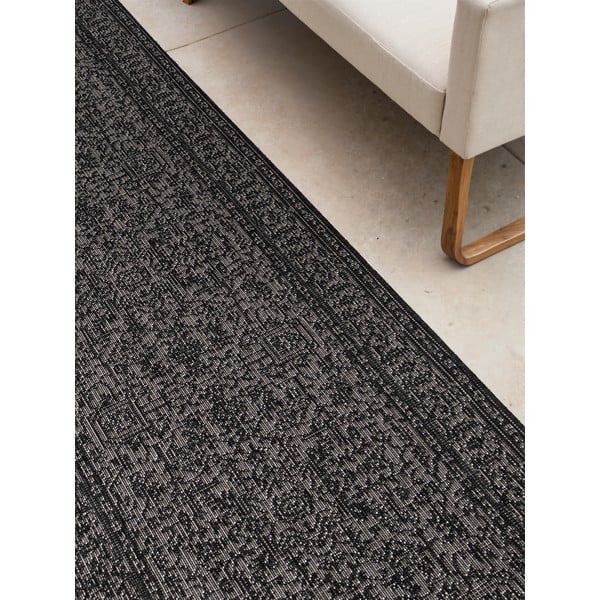 Melnbalts iekštelpu un āra celiņa paklājs 80x250 cm Duet Kona – NORTHRUGS-image-3