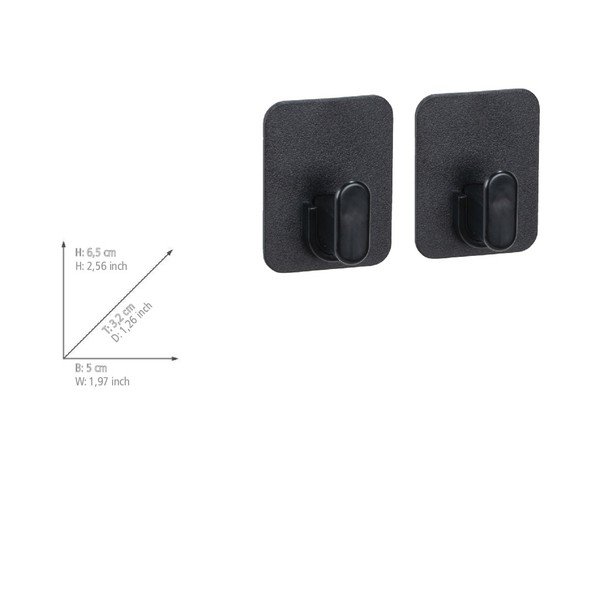 Melni plastmasas āķi ar uzstādīšanu bez urbšanas (2 gab.) Parma – Allstar-image-4