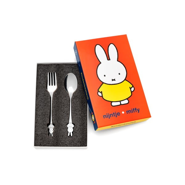 Sudraba krāsas nerūsējošā tērauda bērnu galda piederums Miffy – Zilverstad