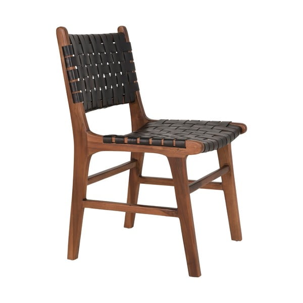 Melni/brūni tīkkoka masīvkoka pusdienu krēsli (2 gab.) Perugia – House Nordic-image-3