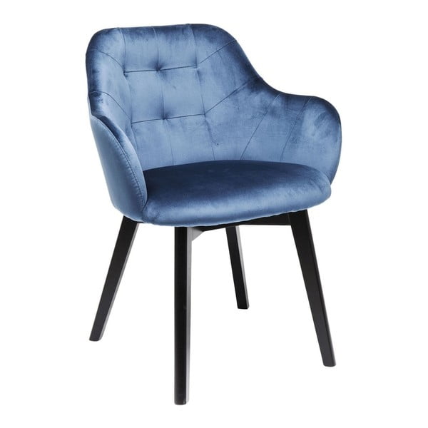 Samtaini zils krēsls ar dižskābarža koka kājām Kare Design