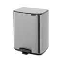 Matētas sudraba krāsas tērauda atkritumu tvertne ar pedāli 12 l Bo – Brabantia