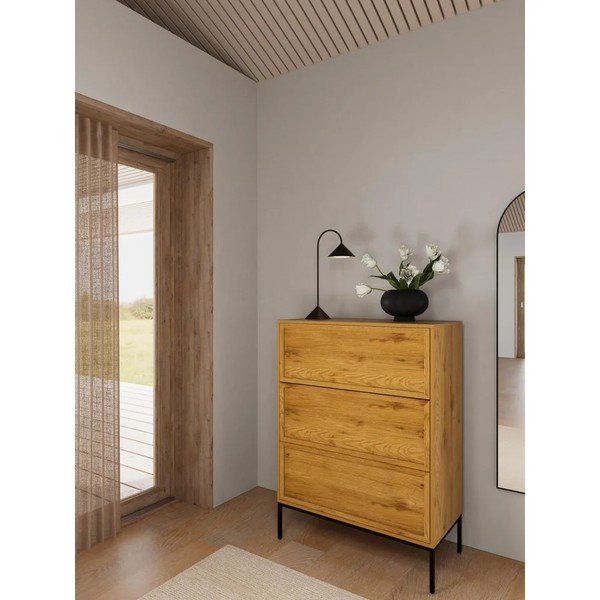 Dabīga toņa kumode ar ozolkoka imitāciju 80x110x40 cm Palmdale – Actona-image-1