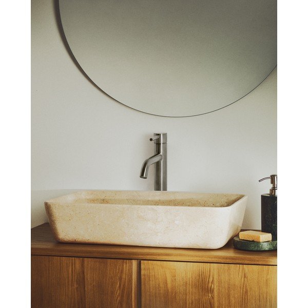 Bēša akmens izlietne 55x35 cm Darnen – Kave Home-image-1