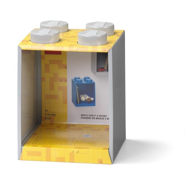 Bērnu pelēks sienas plaukts Brick 4 - LEGO®-image-3
