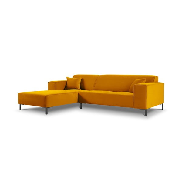 Dzeltens samta stūra dīvāns Cosmopolitan Design Siena, kreisais stūris