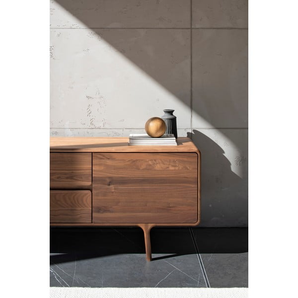 Brūns valrieksta masīvkoka TV galdiņš 180x65x45 cm Fawn – Gazzda-image-2