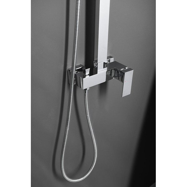Spīdīgas sudraba krāsas misiņa dušas komplekts ar akumulatoru ar dušas galvu/ar rokas dušu 118 cm Latus – Sapho-image-1