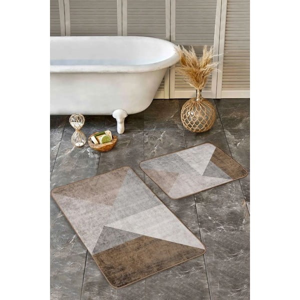Pelēki/brūni samta vannas istabas paklājiņi (2 gab.) 60x100 cm – Mila Home-image-2