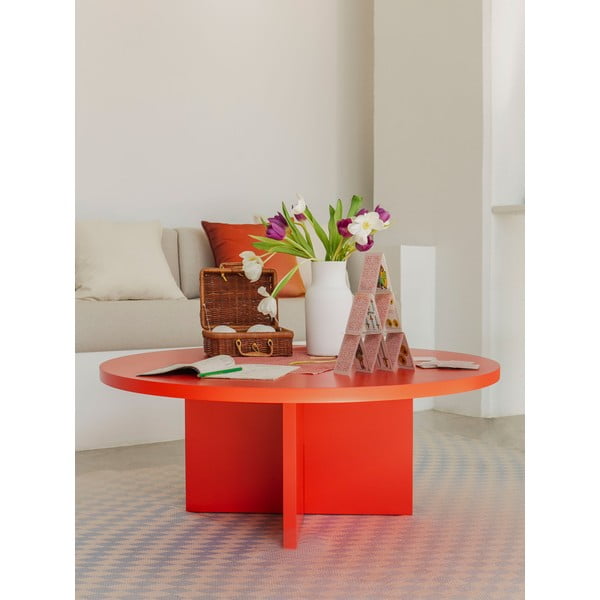 Sarkans apaļš žurnālgaldiņš ø 100 cm Pausa – Really Nice Things-image-2