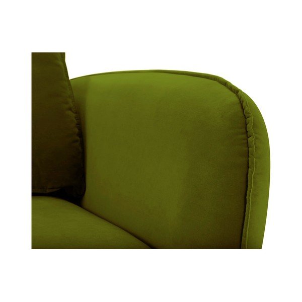 Zaļš samta atpūtas krēsls ar melnām kājām Kooko Home Lento-image-3