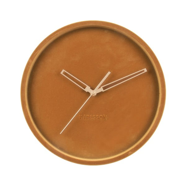 Karameļu brūns samta sienas pulkstenis Karlsson Lush, ø 30 cm