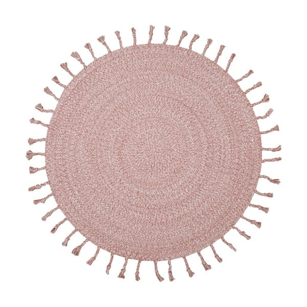 Rozā kokvilnas rokām darināts paklājs Octave, ø 110 cm