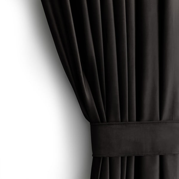 Melns samta daļēji gaismu necaurlaidīgs aizkars 140x270 cm – Restilo-image-3