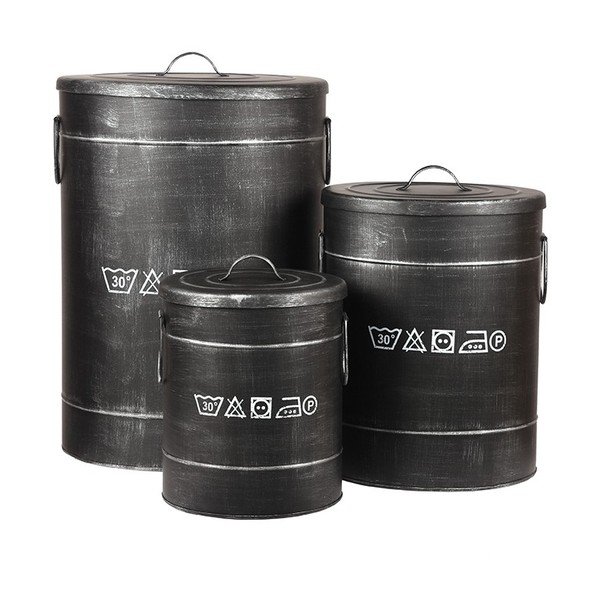 Melns metāla veļas grozs LABEL51, ⌀ 26 cm-image-3