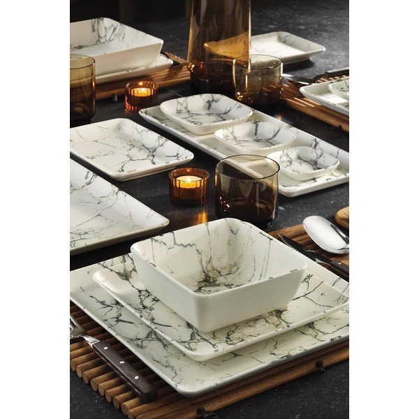 Balts porcelāna trauku komplekts (24 gab.) Kütahya Porselen Marble-image-1