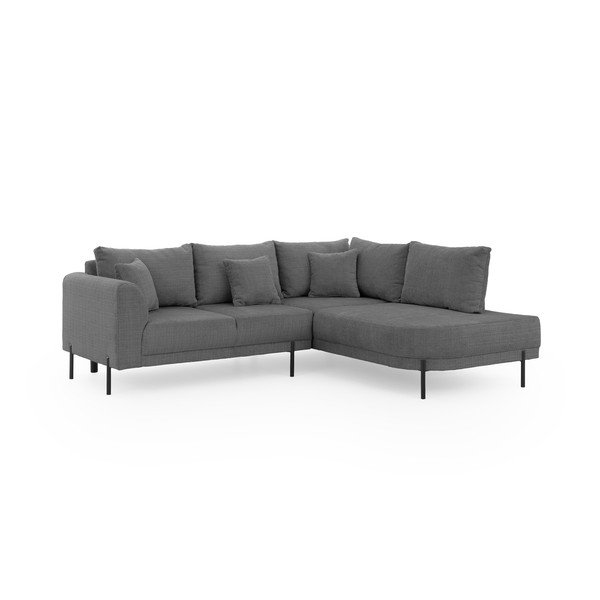 Tumši pelēks stūra dīvāns no šenila auduma (ar labo stūri/L veida) Mauris  – Ropez-image-2