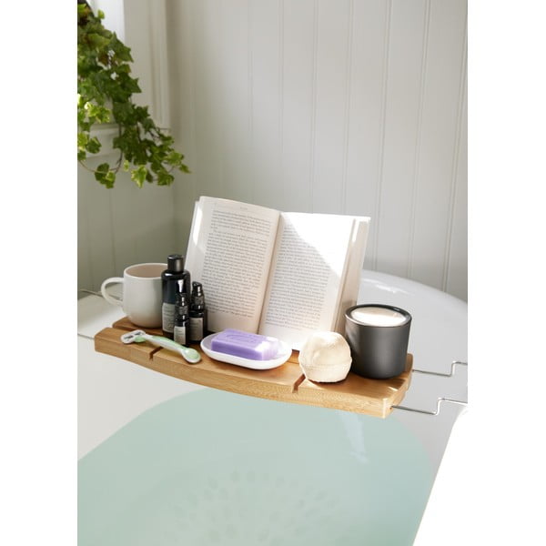 Bambusa plaukts vannai ar grāmatu un glāžu turētāju Umbra-image-1