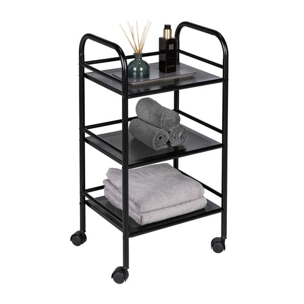 Melns metāla plaukts uz riteņiem 41x75 cm – Wenko-image-3