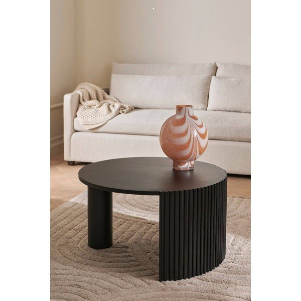 Melns apaļš žurnālgaldiņš ar mango koka virsmu ø 80 cm Bisselina – Ellos Home-image-1