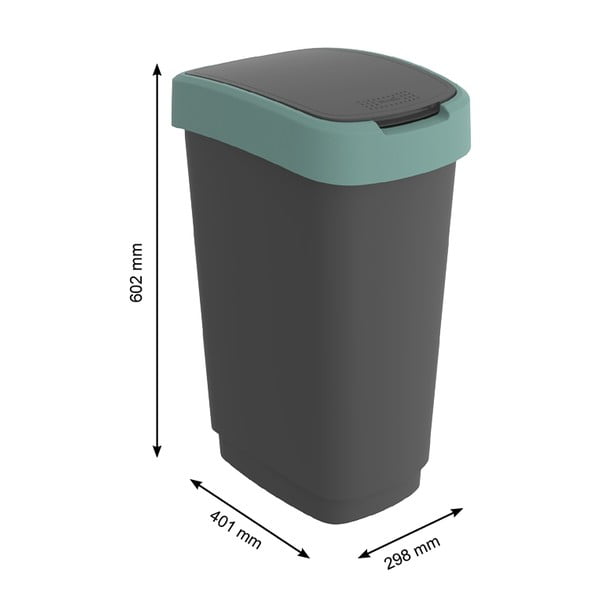 Pārstrādātas plastmasas atkritumu tvertne 50 L Twist – Rotho-image-4