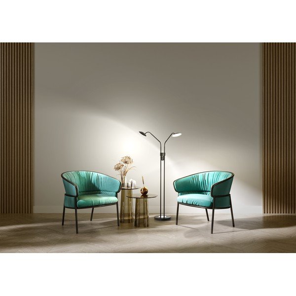 Melna LED stāvlampa ar regulējamu spilgtumu un stikla abažūru (augstums 135 cm) Tallri – Fischer & Honsel-image-1