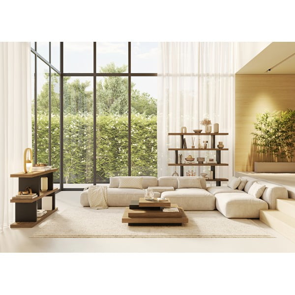 Melns/brūns grāmatplaukts ar riekstkoka imitāciju 163x172 cm Step – TemaHome-image-1