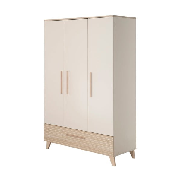 Krēmkrāsas/dabīga toņa bērnu drēbju skapis ar ozolkoka imitāciju 118x190x52 cm Sidney – Roba-image-2