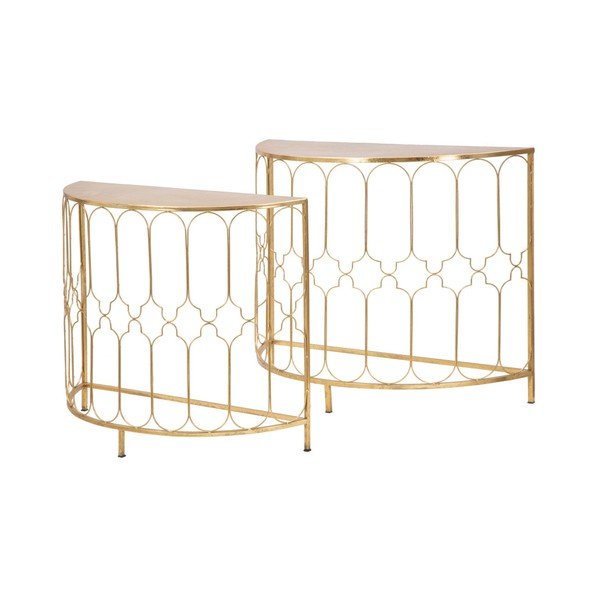 2 konsoļu galdiņu komplekts ar zelta krāsas dizainu Mauro Ferretti Balconette-image-2
