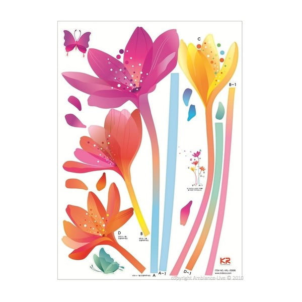 Sienas uzlīmju komplekts Ambiance Rainbow Flowers-image-2