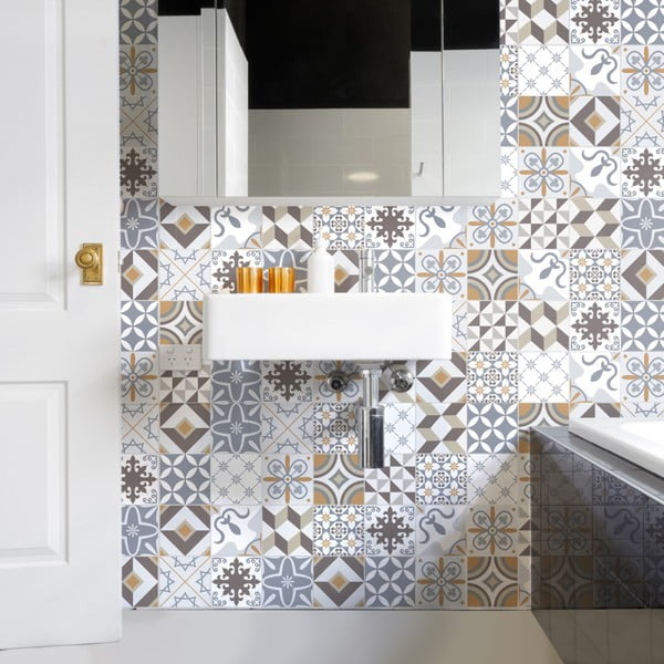 60 sienas uzlīmju komplekts Ambiance Cement Tiles Liliania, 15 x 15 cm-image-3