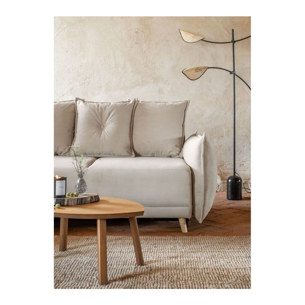 Bēšs velveta salokāms stūra dīvāns (ar maināmu stūri) Lazy Lukka – Miuform-image-4