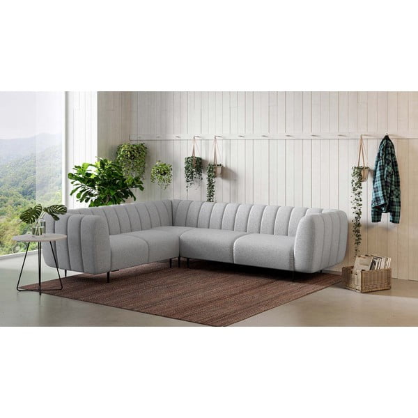 Gaiši pelēks stūra dīvāns (ar kreiso stūri/L veida) Shel – Ghado-image-1