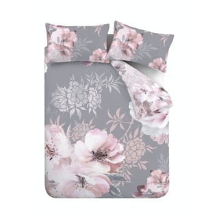 Pelēki rozā gultasveļa Catherine Lansfield Dramatic Floral, 200 x 200 cm
