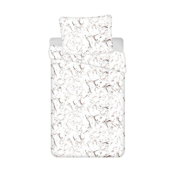 Balta/brūna vienguļamā mikroplīša gultas veļa 140x200 cm – Jerry Fabrics