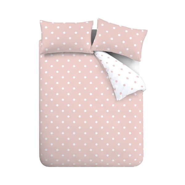 Balta/rozā vienvietīga gultas veļa 135x200 cm – Catherine Lansfield