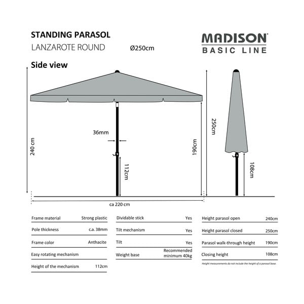 Zils saulessargs ø 250 cm Lanzarote – Madison-image-1