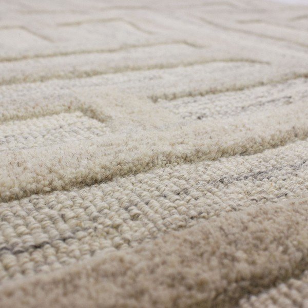 Pelēkbēšs ar rokām darināts vilnas paklājs 140x200 cm Elva  – Flair Rugs-image-4