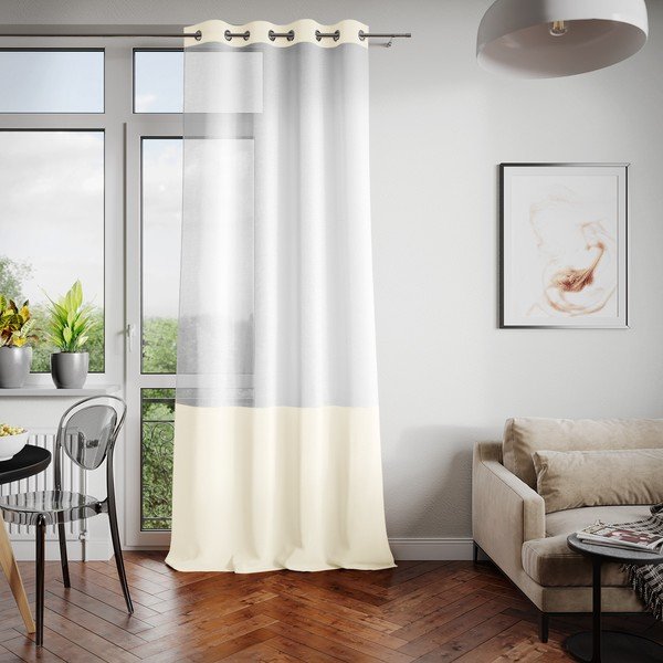 Balts/bēšs aizkars AmeliaHome Irvelette Eyelets, 140 x 270 cm-image-2