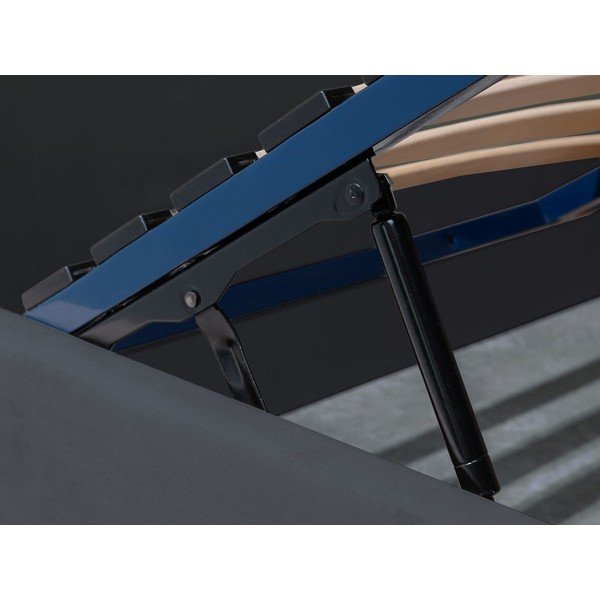 Tumši pelēka mīksta divguļamā gulta ar glabāšanas vietu un režģi 160x200 cm Palmyre – Bobochic Paris-image-4