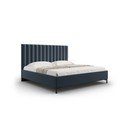 Tumši zila polsterēta divvietīga gulta ar veļas kasti un redelēm 180x200 cm Casey – Mazzini Beds