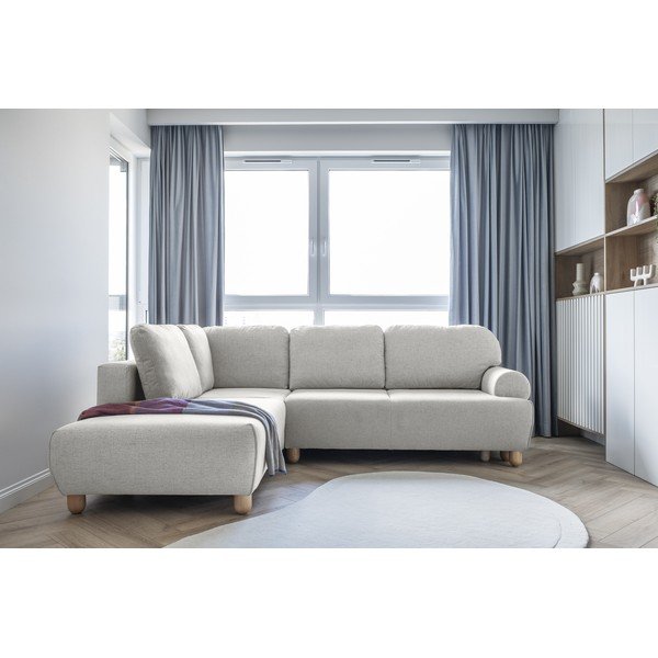 Krēmkrāsas izvelkamais stūra dīvāns (kreisais stūris) Bouncy Olli – Miuform-image-3