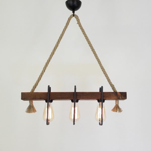 Koka griestu piekaramais gaismeklis Demir, 3 spuldzes-image-3