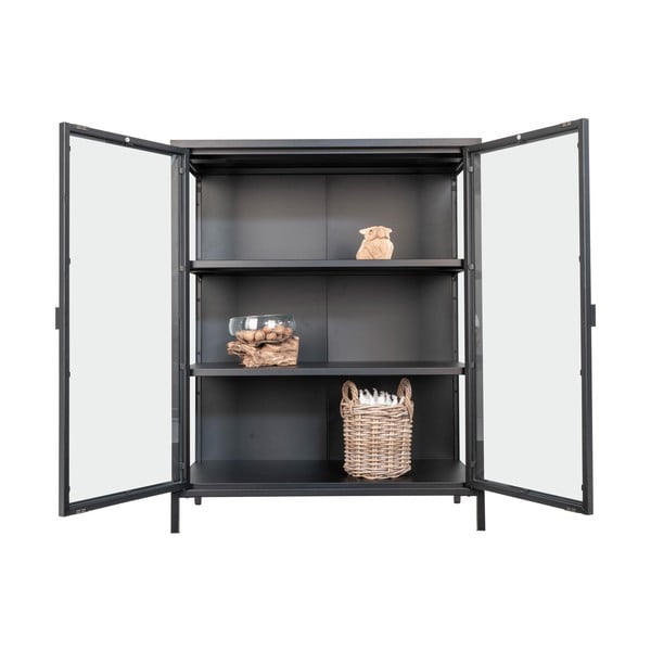 Melna metāla vitrīna 80x101,5 cm Brisbane – House Nordic-image-2