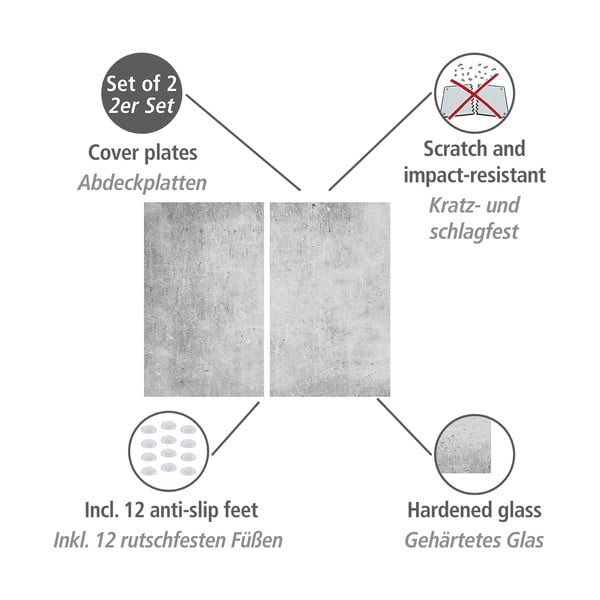 Plīts aizsargplāksnes no rūdīta stikla (2 gab.) 52x30 cm Concrete – Allstar-image-3