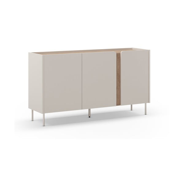 Krēmkrāsas/dabīga toņa kumode ar ozolkoka imitāciju 150x82,5x40,5 cm Lucile – Marckeric-image-2