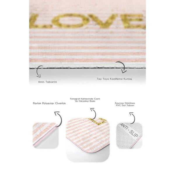 Rozā samta vannas istabas paklājiņi (2 gab.) 60x100 cm Love – Mila Home-image-3